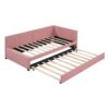 Upholstered Daybed With Trundle Twin Size Sofa Bed Frame No Box Spring Needed, Linen - Pink - Image 6