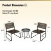 Patio Furniture Set 3 Piece Mixture Pattern PE Rattan Steel Frame And Modern Round Table - Brown / Black - Image 3