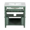 Bathroom Vanity With Ceramic Sink, Modern Single Bathroom Cabinet With 2 Doors And A Shelf, Soft Close Doors - Green - Image 21