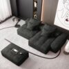 Modern Oversized Modular Sectional Sofa With Ottoman, Seat, Chaise Lounge And Armrest, Sparkling Chenille Fabric Soft Cushion Sofa With 4 Pillows, 4 Pieces Diy Combination Tufted Sofa, No Assembly Required - Black - Image 8