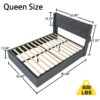 Modern Queen Size Bed Frame With Storage, Wingback Headboard, USB Ports - Dark Gray - Image 3