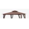 Patio Double Roof Gazebo Replacement Canopy Top Fabric - Brown - Image 7
