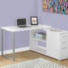 Computer Desk, Home Office, Corner, Left, Right Set - Up, Storage Drawers, L Shape, Laptop, Contemporary & Modern - White - Image 3
