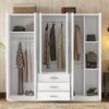 6 Doors Wardrobe Storage For Bedroom With Big Drawers - White - Image 12