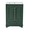 Bathroom Vanity With Ceramic Sink Combo, Modern Freestanding Storage Cabinet With Silver Handles, Soft Closing Doors - Green - Image 9