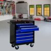 7 Drawers Multifunctional Tool Cart With Wheels - Black / Blue - Image 3