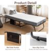 Folding Bed Cot With Mattress, Foldable Metal Frame Bed For Guest With Memory Foam Mattress On Wheels, Saving Space Rollaway Bed - Black - Image 2