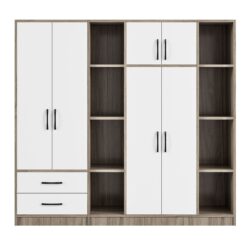 6 Door Wardrobe With Shelves And Drawers - Natural