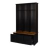 Modern Hall Tree With Entryway Bench, 3 Shelves And Drawers, Wide Hall Tree With Storage Bench For Hallway - Black - Image 19