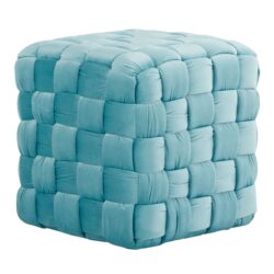 Square Braided Ottoman - Ice Blue