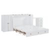 Queen Size Murphy Bed With USB Port, Large Drawer, And Wardrobe / Desk Combo Versatile Cabinet Bed - White - Image 4