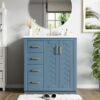 Bathroom Vanity With Ceramic Sink Combo, Frame Bathroom Storage Cabinet, Freestanding Vanity Set With 3 Drawers & Soft Closing Doors - Indigo - Image 3