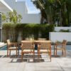 Mauricio - 7 Piece Dining Set With Stacking Chair - Natural / Light Brown - Image 2