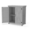 Rustic Cedar Wood Potting Bench With Storage Cabinet And Metal Top For Outdoor Patio - Gray - Image 11