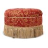 Yolanda - Round Upholstered Accent Ottoman - Red Gold Damask / Gold - Image 2