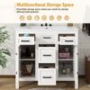 Bathroom Vanity Cabinet With Resin Integrated Sink 4 Drawers, 2 Doors - White - Image 9