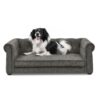 Modern Style Elegant Rectangle Pet Bed For Small And Medium Dogs, Durable Elevated Dog Sofa - Dark Gray - Image 7