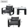 3 Piece Aluminum Frame Patio Furniture With 6.7" Thick Cushion And Coffee Table, All Weather Use Olefin Fabric Outdoor Chair - Gray / Black - Image 19