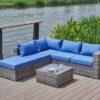 Luxurious Comfort Patio Sofa With Cushions - Blue / Gray - Image 18