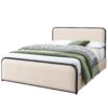 Modern Metal Bed Frame With Curved Upholstered Headboard And Footboard Bed With 4 Storage Drawers, Heavy Duty Metal Slats, King Size - Beige - Image 8