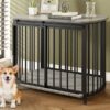 Furniture Style Dog Crate For Small And Medium Dogs, Wooden Cage Indoor Kennel Furniture, Modern Dog Crate End Table With Double Doors - Gray - Image 13