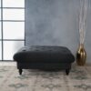 Madrid - Tufted Ottoman With Button Tufting And Turned Feet - Dark Gray - Image 6