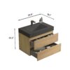 Alice - U091-Alice30W-106 Natural Oak Bathroom Vanity With Sink, Large Storage Wall Mounted Floating Bathroom Vanity For Modern Bathroom, One-Piece Black Sink Basin Without Drain - Light Oak - Image 8