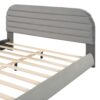 Queen Size Upholstered Platform Bed Frame And Stylish Curve Shaped Design - Gray - Image 5