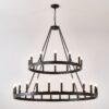 2 Tiers Wagon Wheel Chandelier Wooden Farmhouse 36 Light (24 / 12) Or (12 / 24) Metal Chandeliers 2 Story Light Fixtures Industrial For High Ceiling Living Dining Room Foyer, Adjustable Height - Black - Image 19