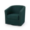 Modern Upholstered Swivel Club Chair With Nailhead Trim - Green - Image 5