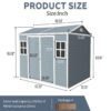Resin Outdoor Storage Shed Waterproof Shed With Floor & Two Windows & Lockable Door, Tool Shed For Garden, Patio, Backyard - Gray - Image 4