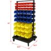 90 Parts Bin Shelving Storage Organizer With Locking Wheels For Shop Garage And Home - Black / Yellow - Image 20