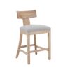Counter Stools (Set of 2), Upholstered Counter Height Bar Stools With Solid Rubber Wood Frame, Backrest, Footrest, Armless Barstools For Home Bar, Kitchen Counter - Pebble Linen / Natural - Image 8