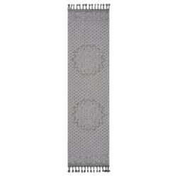 Guros - 2' X 8' Medallion Indoor / Outdoor Area Rug - Gray / White