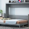 Full Size Murphy Bed With Hydraulic Lift & Desk Design - Gray - Image 17