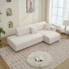 Jessica - Lamb Wool Right Facing Sectional Sofa With Chaise - Beige - Image 12