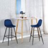 Bar Stools (Set of 2) Velvet Barstool Modern Counter Bar Height Chair With Back, Sturdy Metal Legs & Footrests, Island Stool For Kitchen Bar - Blue - Image 17