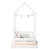Twin House-Shaped Roof Headboard Floor Bed, (Without Slats) - White - Image 13