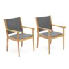 Cordoba - Dining Chair Set With Acacia Wood Frame And Textilen Upholstery (Set of 2) - Teak - Image 7