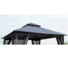 Patio Double Roof Gazebo Replacement Canopy Top Fabric - Gray - Image 5