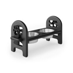 Adjustable Pet Bowl Travel Ready HDPE Durable Poly Lumber Recycled - Black