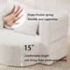 Modern Floor Sofa With 2 Pillows, Convertible Teddy Fabric Foam Filled Sleeper Sofa Bed, Full Size Folding Mattress For Living Room Guest Bed, Playroom, No Assembly Required - Beige - Image 9