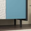 Modern Sideboard Buffet Cabinet With Doors And Unique Panel Styling - Black / Blue - Image 13