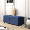 Extra Long Storage Ottoman Entryway Bench With Flip Top Storage Chest With Padded Seat Bed End Stool For Hallway Living Room Bedroom - Blue - Image 3