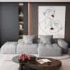 Modern Oversized Modular Sectional Sofa With Ottoman, Seat, Chaise Lounge And Armrest, Sparkling Chenille Fabric Soft Cushion Sofa With 4 Pillows, 4 Pieces Diy Combination Tufted Sofa, No Assembly Required - Gray - Image 9
