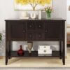Cambridge Series - Console Table With Ample Storage 4 Small Drawers Bottom Shelf - Espresso - Image 8