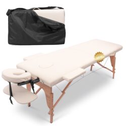 Massage Table Portable Massage Bed Lash Bed With Carrying Case Spa Table Height Adjustable, Salon Bed Face Cradle Bed - Cream