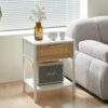 15.74" Rattan End Table With Drawer, Modern Nightstand, Metal Legs, Side Table For Living Room, Bedroom (Set of 2) - White - Image 4