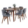 Folia Fabrico - 7 Piece Mid-Century Modern Dining Set - Walnut / Gray - Image 2