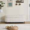 Faux Fur Flip Top Storage Bench With Metal Legs, Wide, Bed End Stool Foot Rest - Beige - Image 2